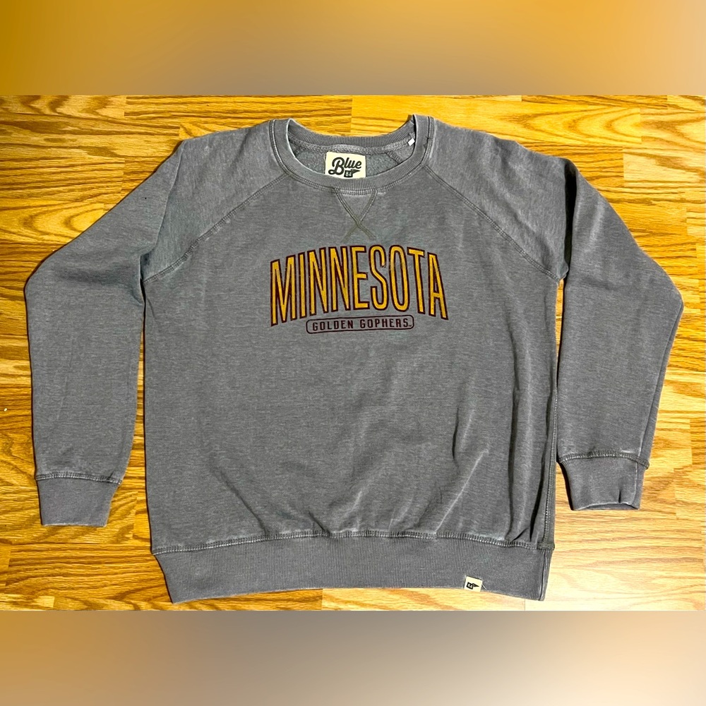 Minnesota Golden Gophers Blue 84 Crewneck Sweatshirt Gray Graphic  Medium